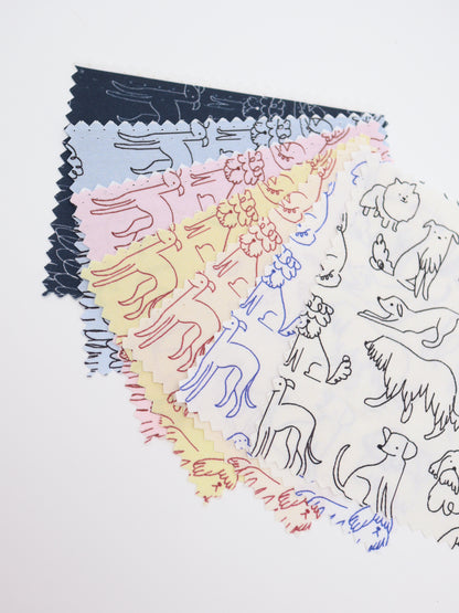 【25AW-048】線画わんちゃんプリント綿ローン　/0.5ｙあたり=～830円