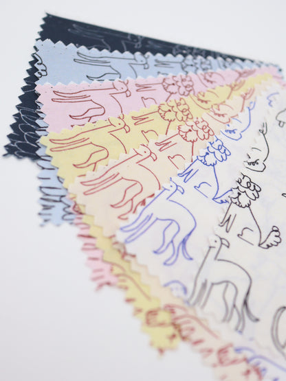 【25AW-048】線画わんちゃんプリント綿ローン　/0.5ｙあたり=～830円