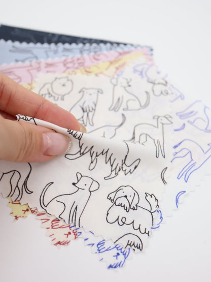 【25AW-048】線画わんちゃんプリント綿ローン　/0.5ｙあたり=～830円