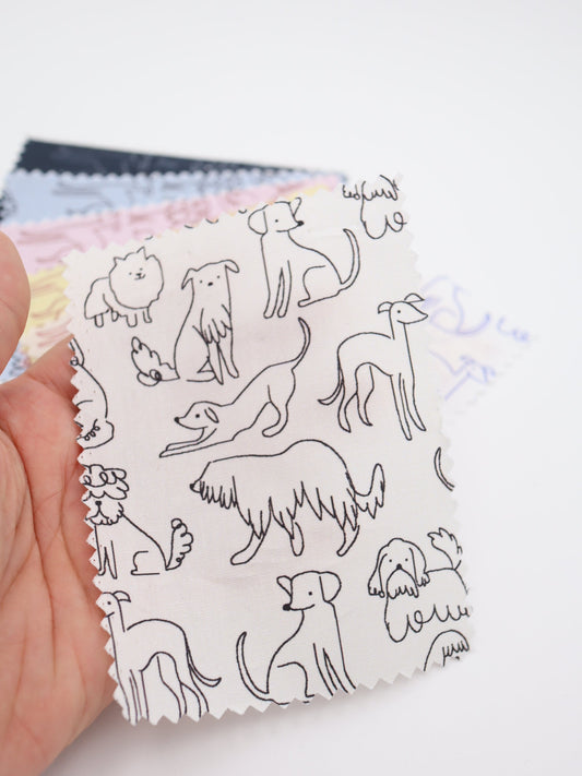 【25AW-048】線画わんちゃんプリント綿ローン　/0.5ｙあたり=～830円