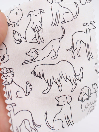 【25AW-048】線画わんちゃんプリント綿ローン　/0.5ｙあたり=～830円