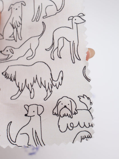 【25AW-048】線画わんちゃんプリント綿ローン　/0.5ｙあたり=～830円