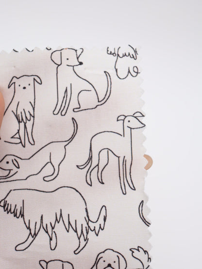 【25AW-048】線画わんちゃんプリント綿ローン　/0.5ｙあたり=～830円