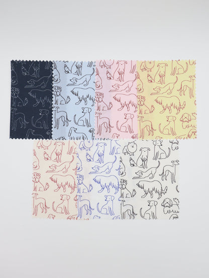 【25AW-048】線画わんちゃんプリント綿ローン　/0.5ｙあたり=～830円