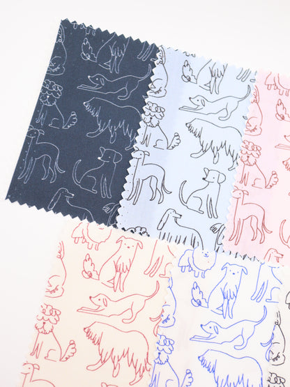 【25AW-048】線画わんちゃんプリント綿ローン　/0.5ｙあたり=～830円