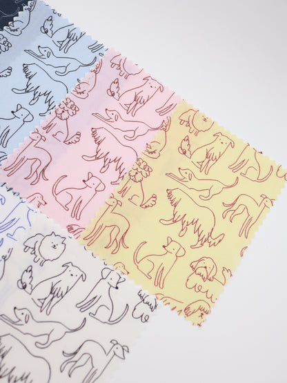 【25AW-048】線画わんちゃんプリント綿ローン　/0.5ｙあたり=～830円