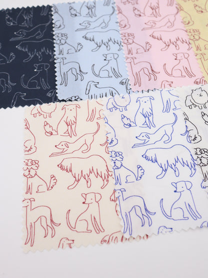 【25AW-048】線画わんちゃんプリント綿ローン　/0.5ｙあたり=～830円