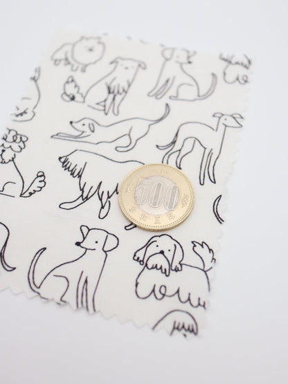 【25AW-048】線画わんちゃんプリント綿ローン　/0.5ｙあたり=～830円