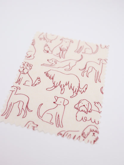 【25AW-048】線画わんちゃんプリント綿ローン　/0.5ｙあたり=～830円