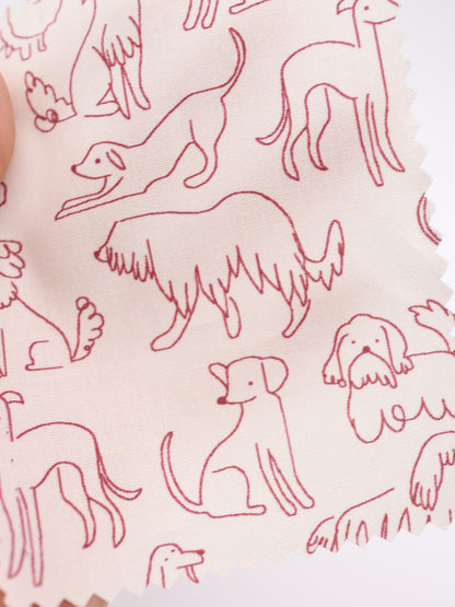 【25AW-048】線画わんちゃんプリント綿ローン　/0.5ｙあたり=～830円