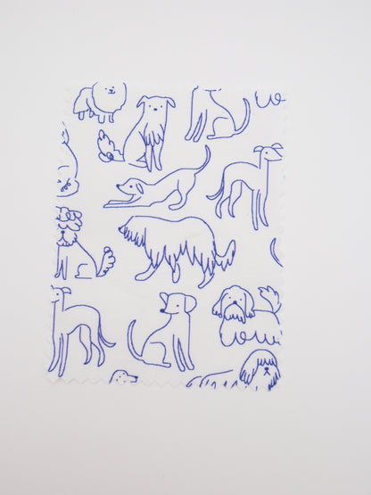 【25AW-048】線画わんちゃんプリント綿ローン　/0.5ｙあたり=～830円