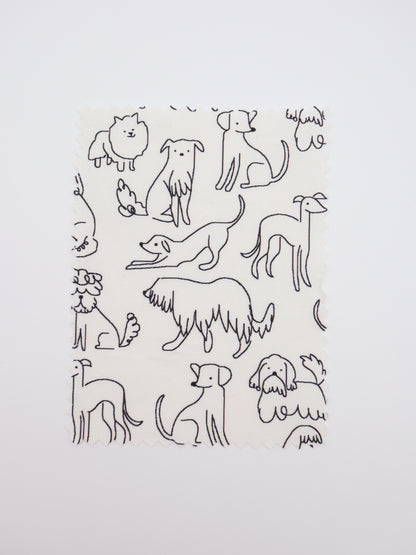 【25AW-048】線画わんちゃんプリント綿ローン　/0.5ｙあたり=～830円