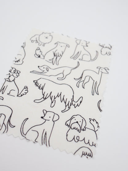 【25AW-048】線画わんちゃんプリント綿ローン　/0.5ｙあたり=～830円