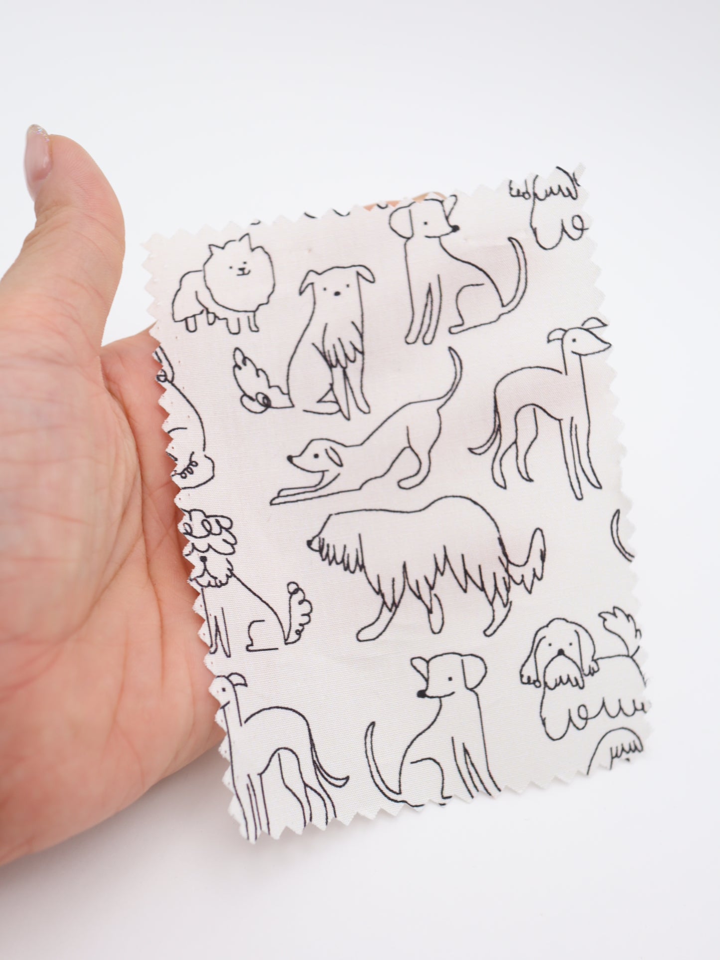 【25AW-048】線画わんちゃんプリント綿ローン　/0.5ｙあたり=～830円