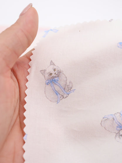 【25AW-046】おすわりしゃむねこ＆といぷーちゃんプリント綿ローン　/0.5ｙあたり=～795円