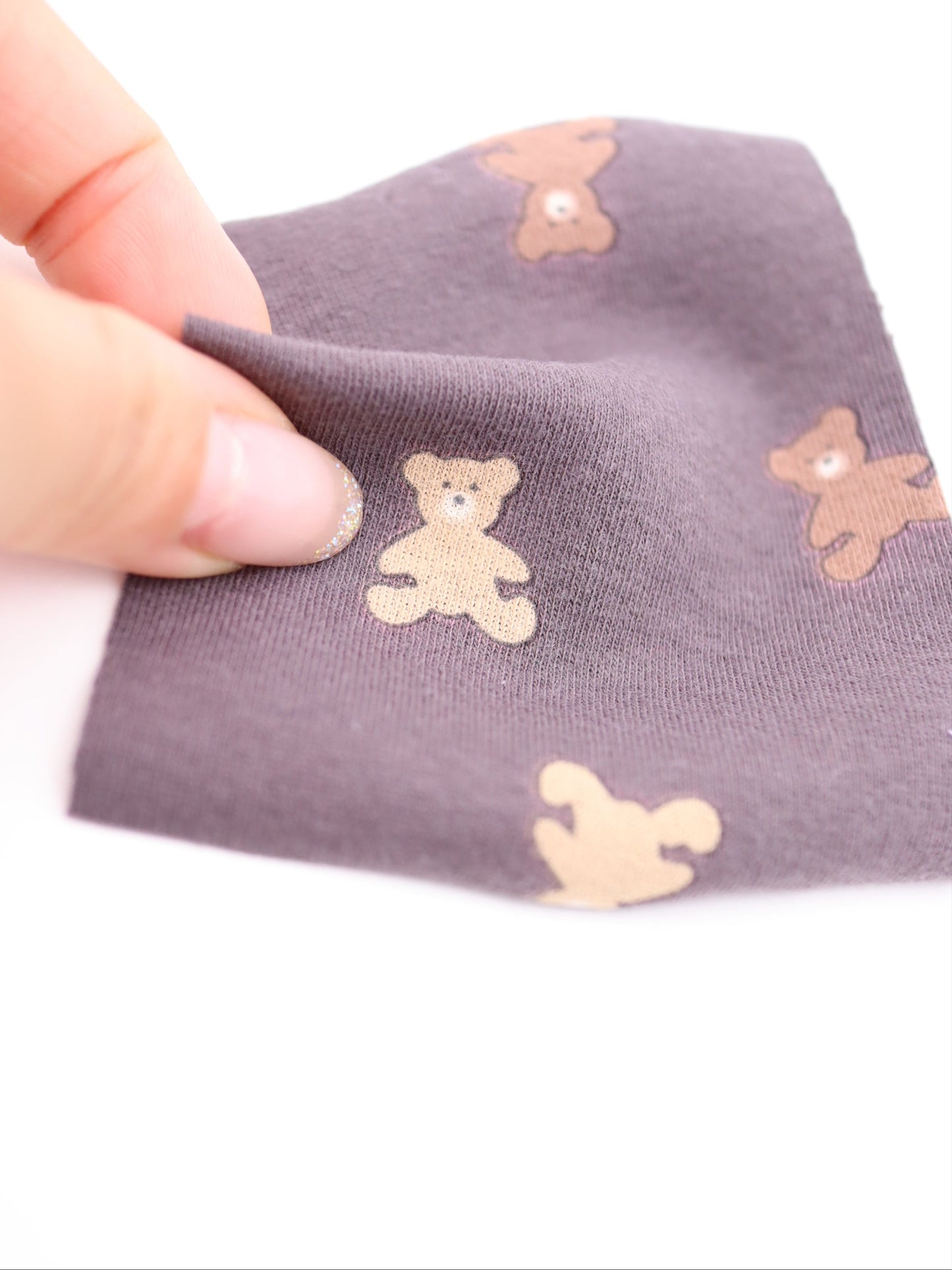 【25AW-052】クマちゃんプリントフライスニット　/0.5ｙあたり=～900円