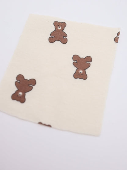 【25AW-052】クマちゃんプリントフライスニット　/0.5ｙあたり=～900円