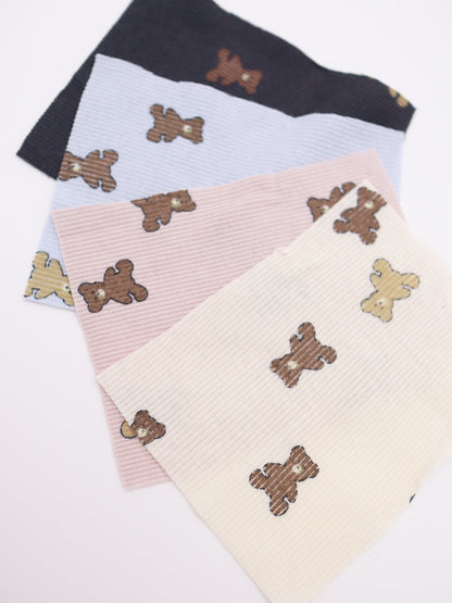 【25AW-053】くまちゃんプリントテレコニット　/0.5ｙあたり=～900円