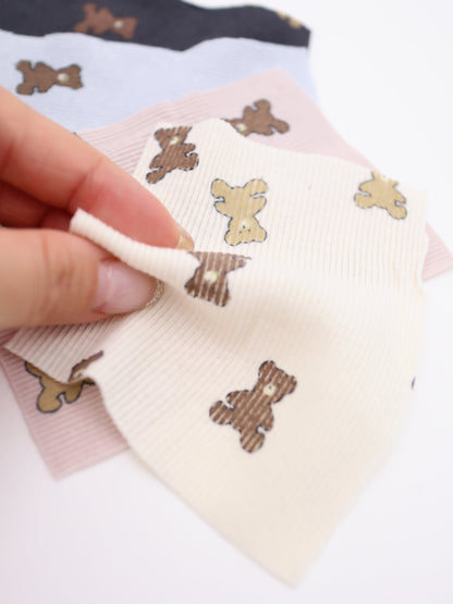 【25AW-053】くまちゃんプリントテレコニット　/0.5ｙあたり=～900円