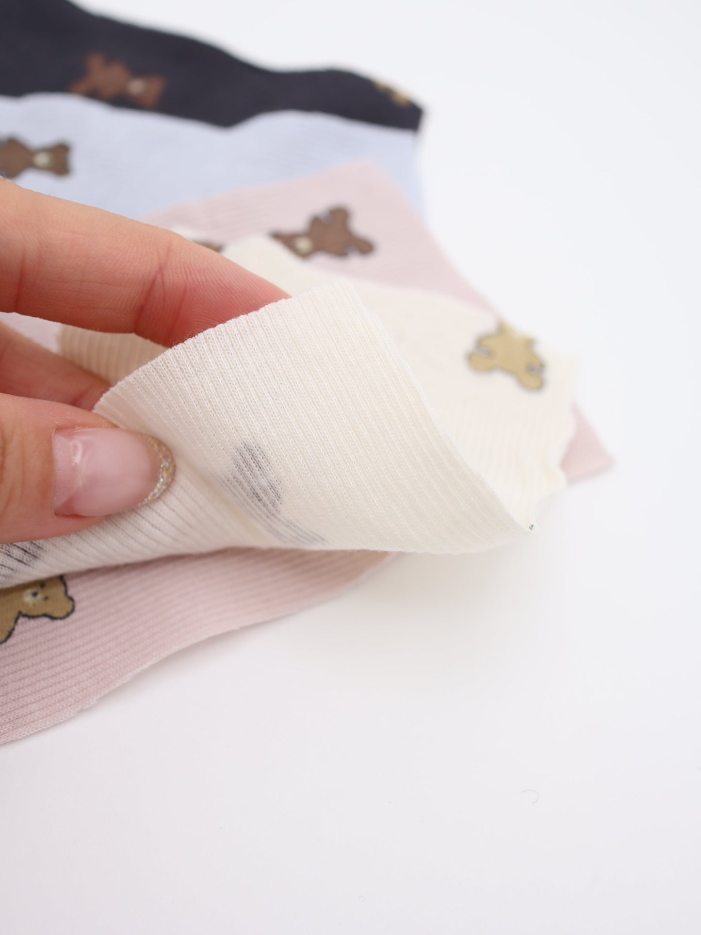 【25AW-053】くまちゃんプリントテレコニット　/0.5ｙあたり=～900円