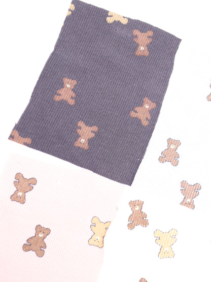 【25AW-053】くまちゃんプリントテレコニット　/0.5ｙあたり=～900円