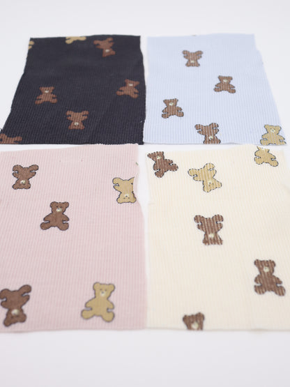 【25AW-053】くまちゃんプリントテレコニット　/0.5ｙあたり=～900円