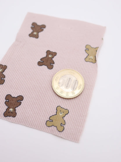 【25AW-053】くまちゃんプリントテレコニット　/0.5ｙあたり=～900円