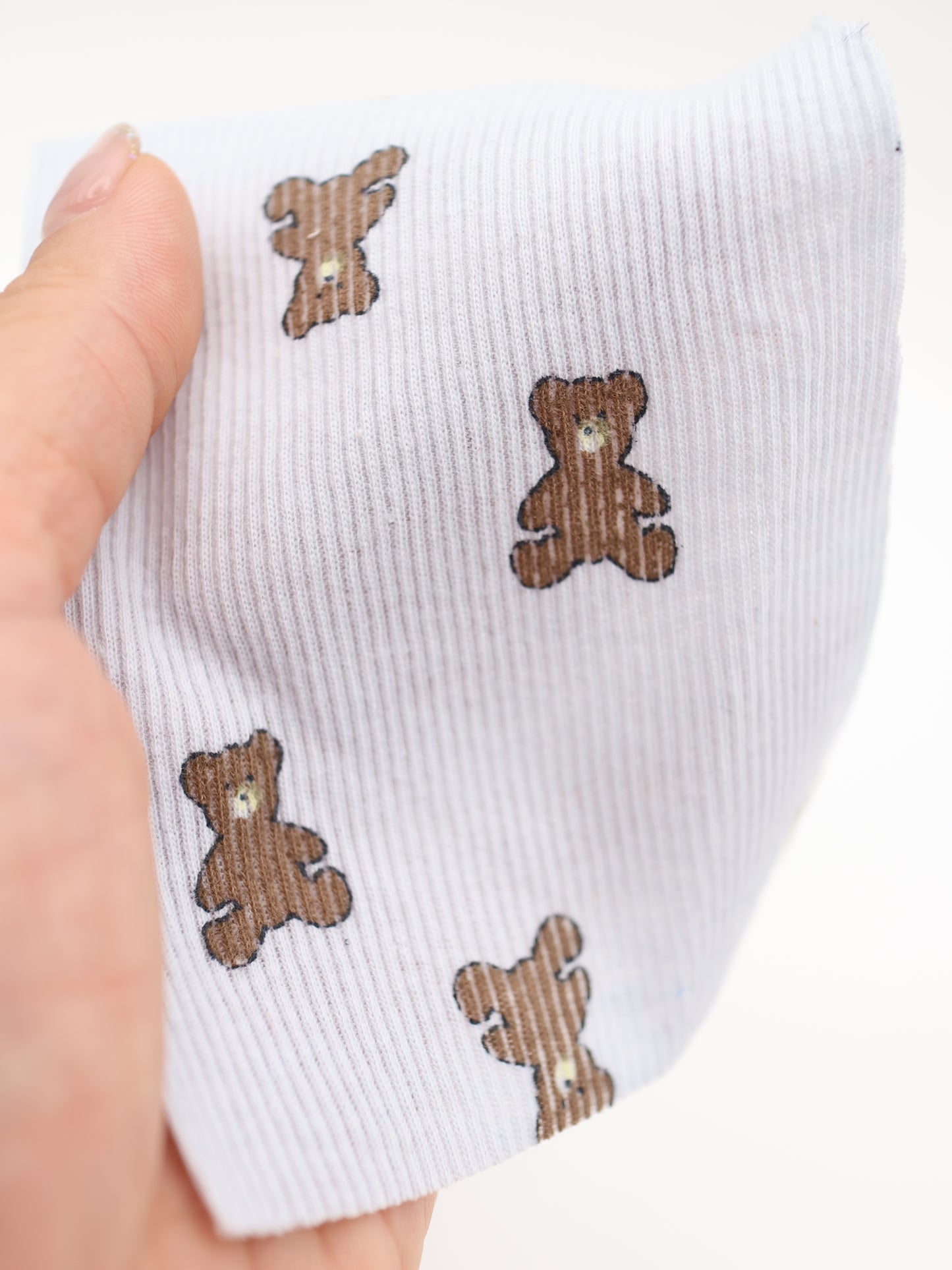 【25AW-053】くまちゃんプリントテレコニット　/0.5ｙあたり=～900円