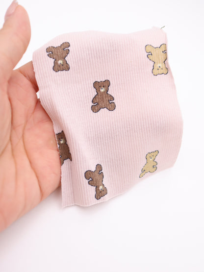 【25AW-053】くまちゃんプリントテレコニット　/0.5ｙあたり=～900円