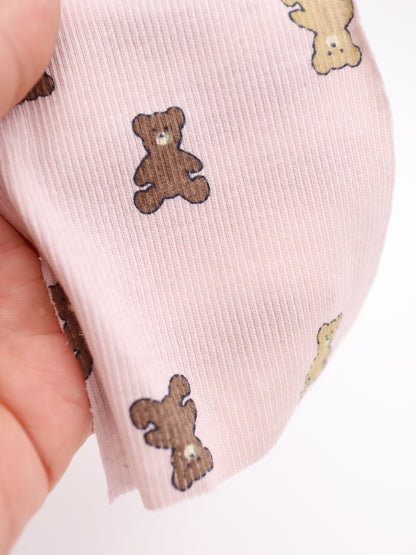 【25AW-053】くまちゃんプリントテレコニット　/0.5ｙあたり=～900円