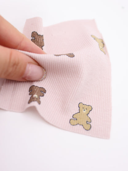 【25AW-053】くまちゃんプリントテレコニット　/0.5ｙあたり=～900円