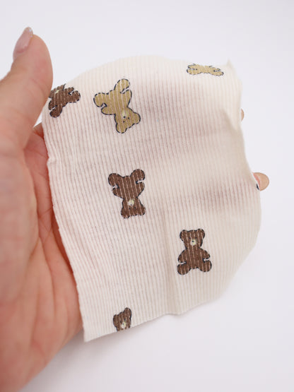 【25AW-053】くまちゃんプリントテレコニット　/0.5ｙあたり=～900円