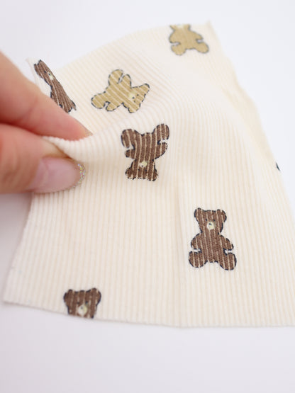 【25AW-053】くまちゃんプリントテレコニット　/0.5ｙあたり=～900円