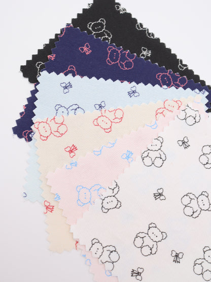 【25AW-022】もこもこくまさん×リボンプリントツイル　/0.5ｙあたり=～960円