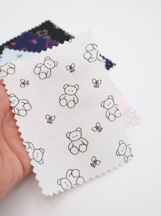 【25AW-022】もこもこくまさん×リボンプリントツイル　/0.5ｙあたり=～960円