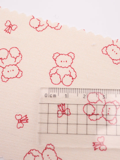 【25AW-022】もこもこくまさん×リボンプリントツイル　/0.5ｙあたり=～960円