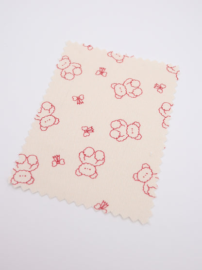 【25AW-022】もこもこくまさん×リボンプリントツイル　/0.5ｙあたり=～960円