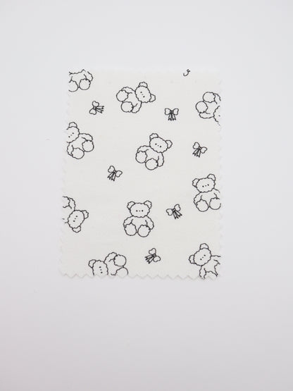 【25AW-022】もこもこくまさん×リボンプリントツイル　/0.5ｙあたり=～960円