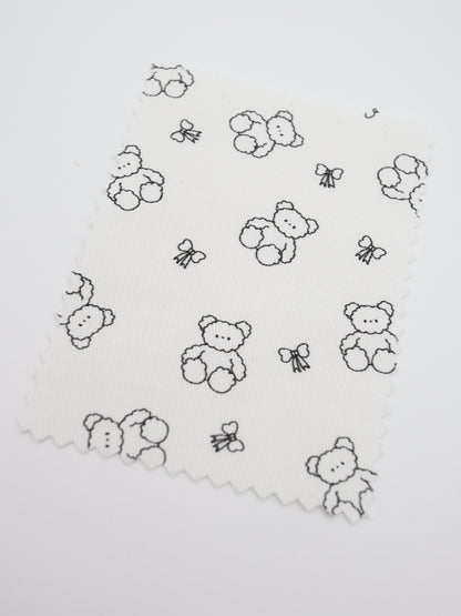 【25AW-022】もこもこくまさん×リボンプリントツイル　/0.5ｙあたり=～960円