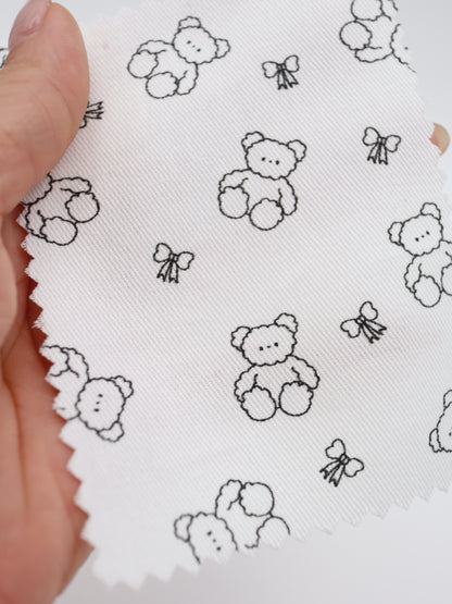 【25AW-022】もこもこくまさん×リボンプリントツイル　/0.5ｙあたり=～960円