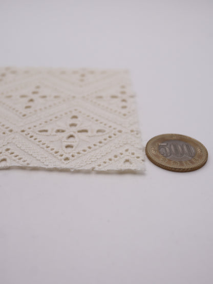 綿100%・パネル幾何フラワー刺繍ローン生地｜【生地幅】約132センチ 【混率】綿100％｜ドッグウエア・KIDSウエア・ブラウス・雑貨向き｜26AW-242