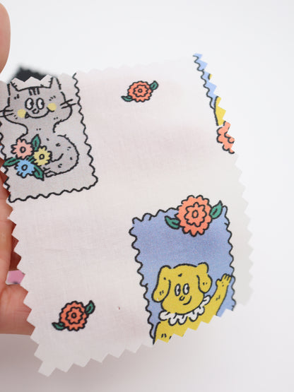 【25AW-025】HELLOわんにゃんずプリント綿ローン　/0.5ｙあたり=～775円