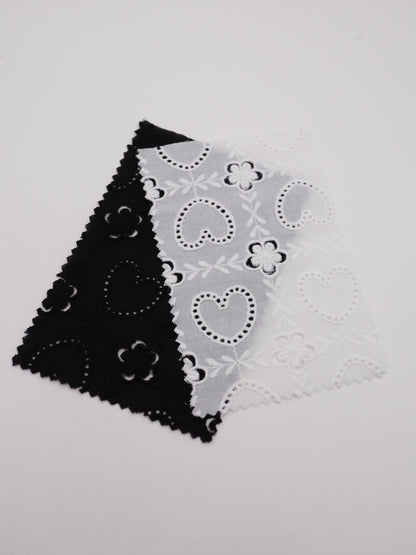 綿100%・ハート＆フラワーパネル刺繍ローン生地｜【生地幅】約127センチ 【混率】綿100％｜ドッグウエア・KIDSウエア・ブラウス・雑貨向き｜26AW-240