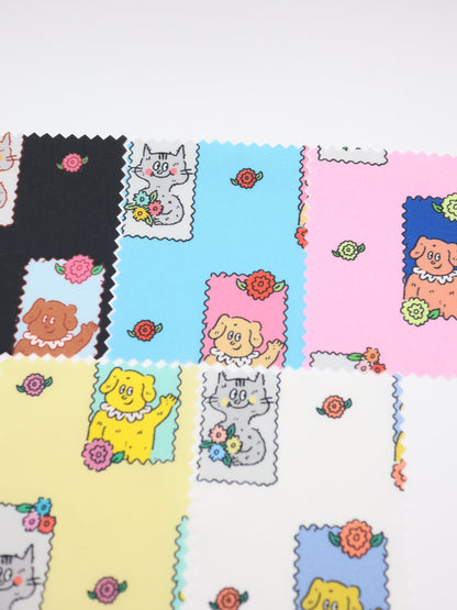 【25AW-025】HELLOわんにゃんずプリント綿ローン　/0.5ｙあたり=～775円