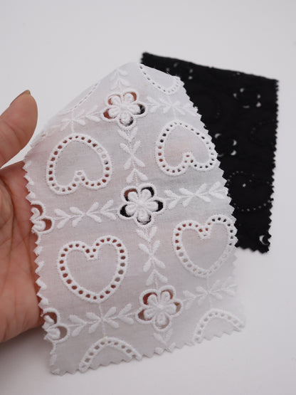 綿100%・ハート＆フラワーパネル刺繍ローン生地｜【生地幅】約127センチ 【混率】綿100％｜ドッグウエア・KIDSウエア・ブラウス・雑貨向き｜26AW-240