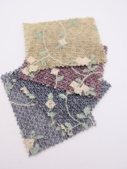フラワー刺繍オーガンジーボンディングニットソー｜【生地幅】約142センチ 【混率】アクリル50％ポリエステル50％｜ドッグウエア・KIDSウエア・トップス・雑貨向き｜26AW-236