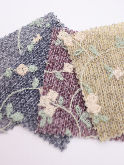 フラワー刺繍オーガンジーボンディングニットソー｜【生地幅】約142センチ 【混率】アクリル50％ポリエステル50％｜ドッグウエア・KIDSウエア・トップス・雑貨向き｜26AW-236
