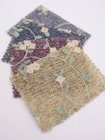 フラワー刺繍オーガンジーボンディングニットソー｜【生地幅】約142センチ 【混率】アクリル50％ポリエステル50％｜ドッグウエア・KIDSウエア・トップス・雑貨向き｜26AW-236