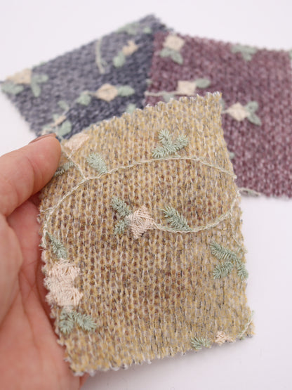 フラワー刺繍オーガンジーボンディングニットソー｜【生地幅】約142センチ 【混率】アクリル50％ポリエステル50％｜ドッグウエア・KIDSウエア・トップス・雑貨向き｜26AW-236