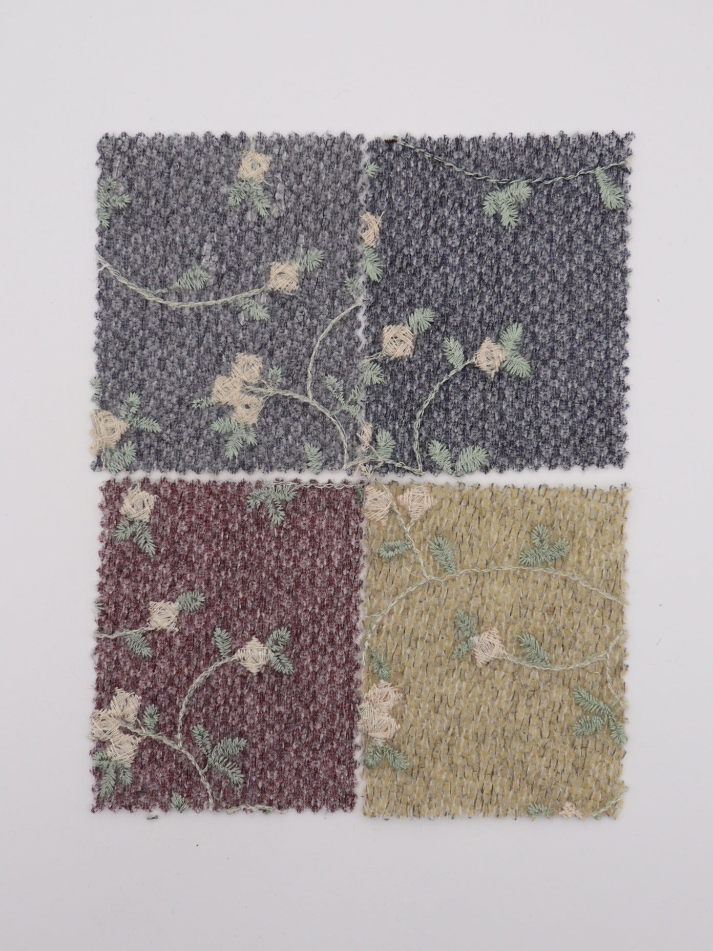 フラワー刺繍オーガンジーボンディングニットソー｜【生地幅】約142センチ 【混率】アクリル50％ポリエステル50％｜ドッグウエア・KIDSウエア・トップス・雑貨向き｜26AW-236